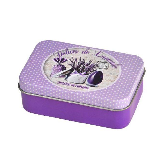 Boite à savon métal décor délices de lavande