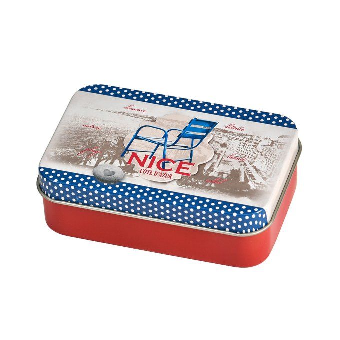 Boite savon métal Nice chaise bleue