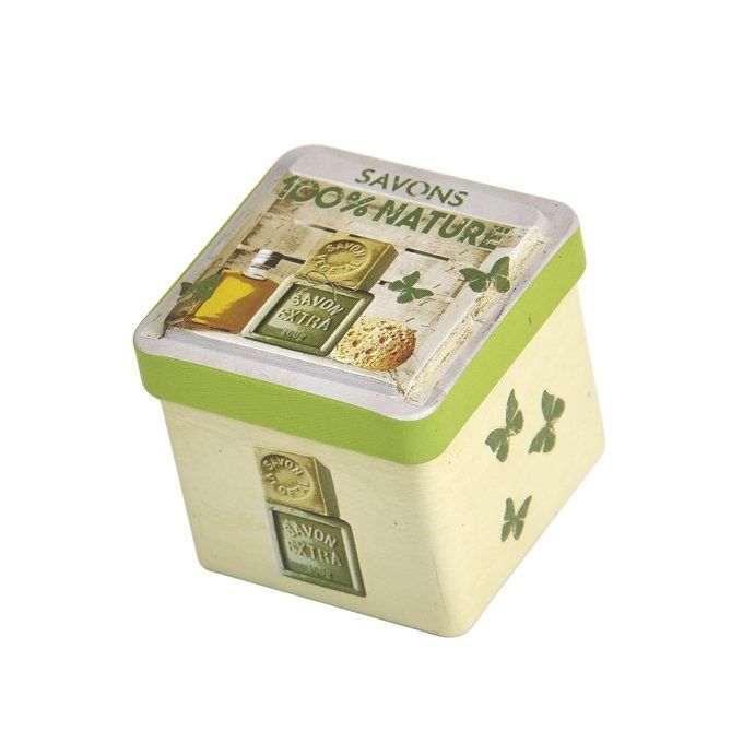 Mini boite cube savon Marseille 100% nature vert