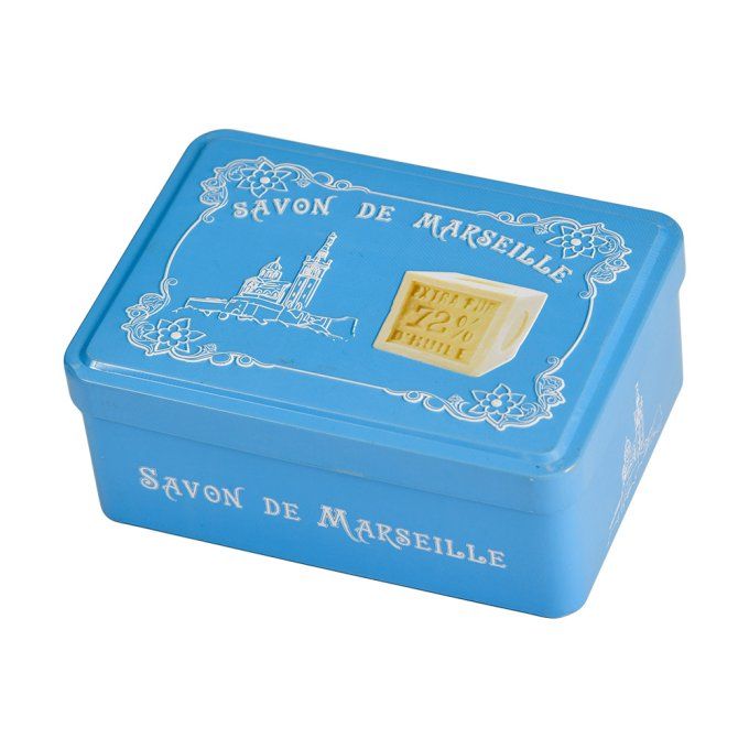 Demi boite métal savon Marseille bleue OM